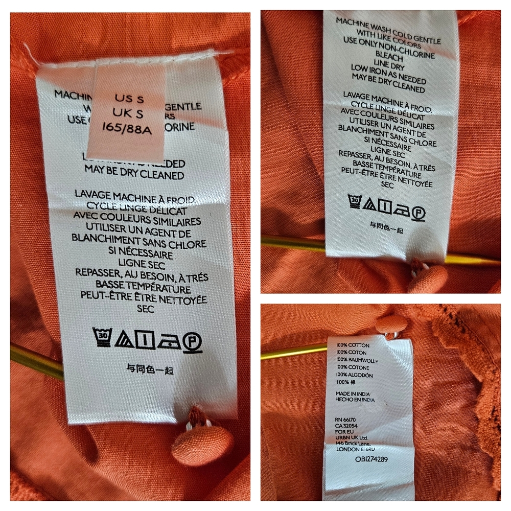 Anthropologie Orange Eyelet Peasant Blouse - Picture 13 of 16